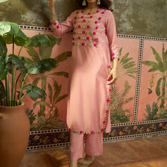 Premium Lace Detail Straight Kurta With Trouser Set