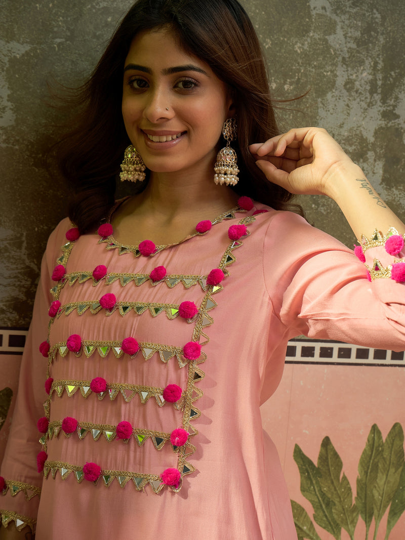 Premium Lace Detail Straight Kurta With Trouser Set
