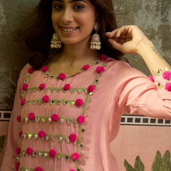 Premium Lace Detail Straight Kurta With Trouser Set