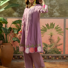 Floral Embroidered A-Line Kurta With Trouser Set