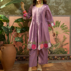 Floral Embroidered A-Line Kurta With Trouser Set