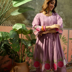 Floral Embroidered A-Line Kurta With Trouser Set