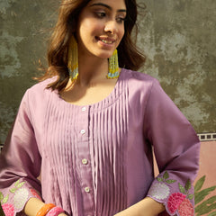 Floral Embroidered A-Line Kurta With Trouser Set