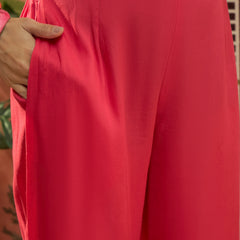Rani Embroidered Shoulder Straps Straight Kurta With Trouser & Dupatta Kurta Set