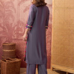 Premium Lace Detail Straight Kurta With Trouser Set