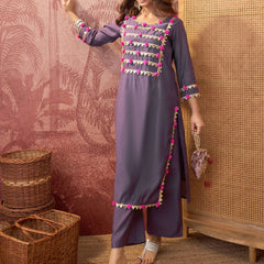 Premium Lace Detail Straight Kurta With Trouser Set