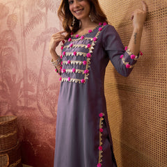 Premium Lace Detail Straight Kurta With Trouser Set