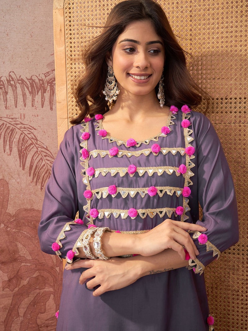 Premium Lace Detail Straight Kurta With Trouser Set