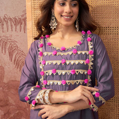 Premium Lace Detail Straight Kurta With Trouser Set