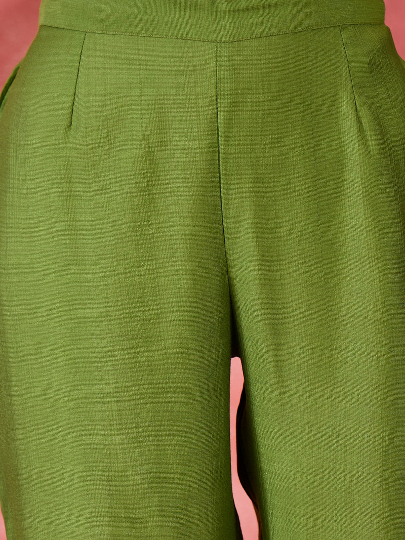 Floral Embroidered Straight Kurta With Palazzo Kurta Set