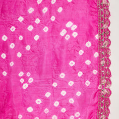 Floral Embroidered Sequinned Pure Silk V-Neck Kurta With Trousers & Dupatta
