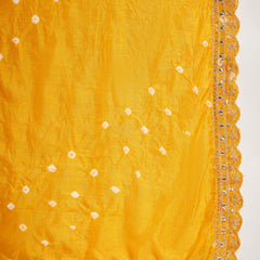 Floral Embroidered Sequinned Pure Silk V-Neck Kurta With Trousers & Dupatta