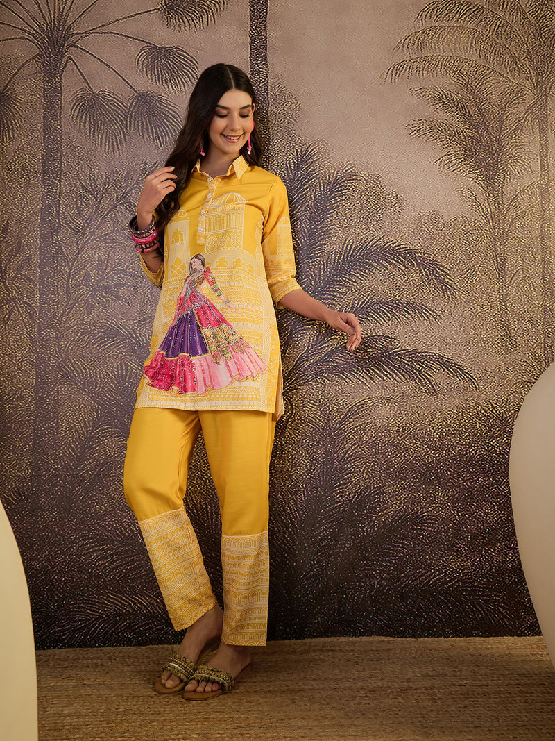 Embroidered & Printed  Tunic With Pant Co-Ords Set