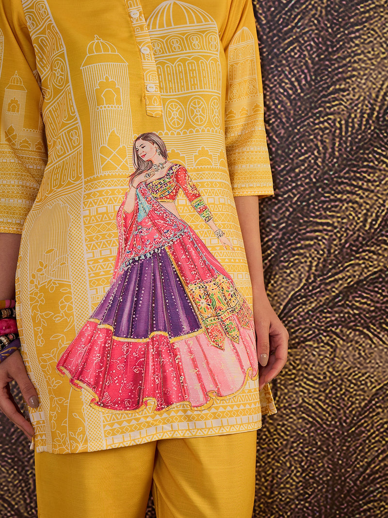 Embroidered & Printed  Tunic With Pant Co-Ords Set