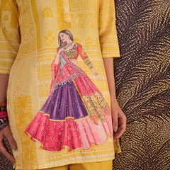 Embroidered & Printed  Tunic With Pant Co-Ords Set