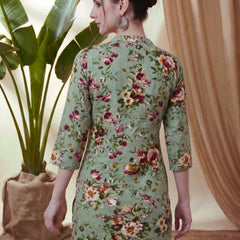 Floral Printed Straight Short Kurti