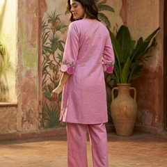 Floral Embroidered A-Line Kurta With Trouser Set