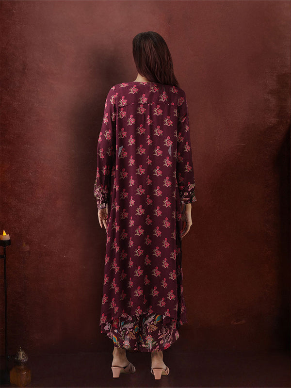 Floral Printed Shoulder Straps Top With Palazzo & Shrug