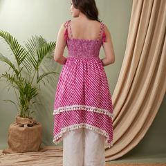 Firozi Floral Print Shoulder Straps A-Line Kurta With Palazzo Kurta Set