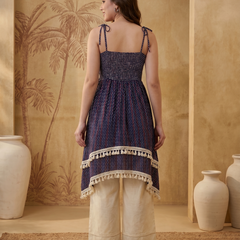 Firozi Floral Print Shoulder Straps A-Line Kurta With Palazzo Kurta Set