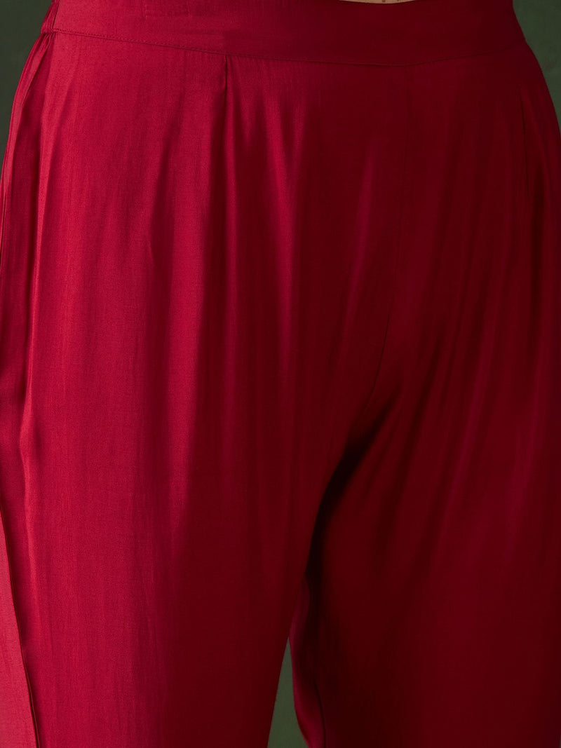 Geometric Embroidered & Mirror Work Kaftan Kurta With Trouser