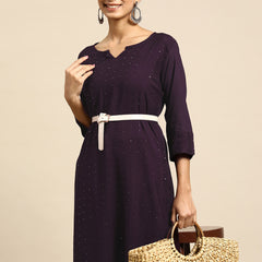 Women Sequined Striped Kurta