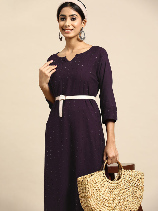 Women Sequined Striped Kurta