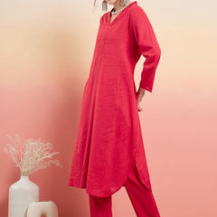 Pure Cotton V-Neck Pathani Kurta With Trousers