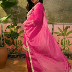 Floral Embroidered & Sequinned A-Line Kurta With Trouser & Dupatta Kurta Set