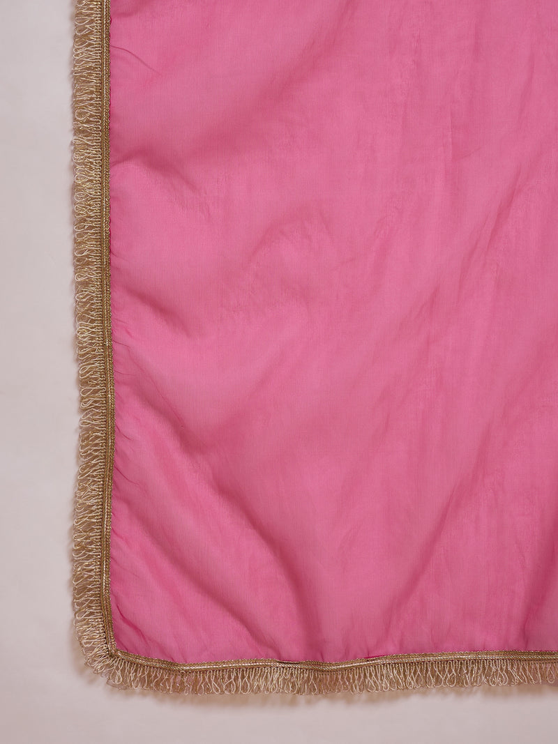 Floral Embroidered & Sequinned A-Line Kurta With Trouser & Dupatta Kurta Set