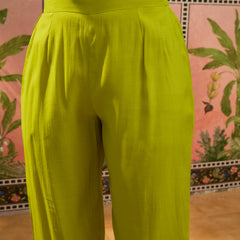 Floral Embroidered A-Line Tunic With Trouser Co-Ords Set