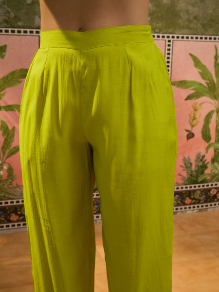 Floral Embroidered A-Line Tunic With Trouser Co-Ords Set