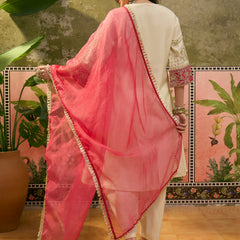 Floral Embroidered Straight Kurta With Trouser & Dupatta Kurta Set