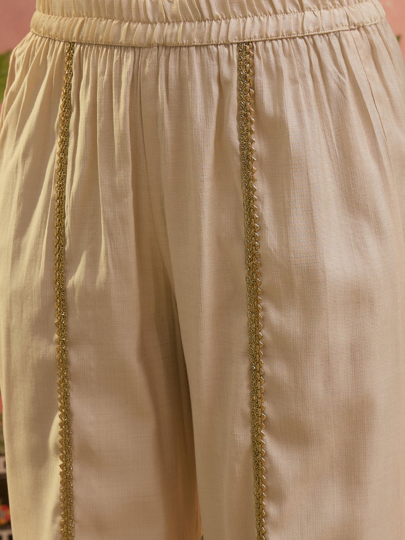 Floral Embroidered & Sequinned A-Line Kurta With Palazzos & Dupatta Kurta Set