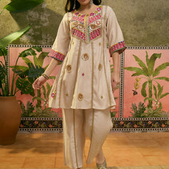 Floral Embroidered & Sequinned A-Line Kurta With Palazzos & Dupatta Kurta Set