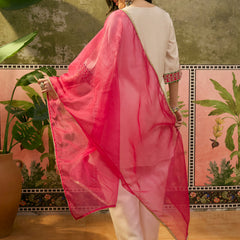 Floral Embroidered & Sequinned A-Line Kurta With Palazzos & Dupatta Kurta Set