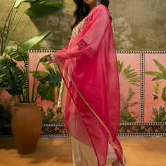 Floral Embroidered & Sequinned A-Line Kurta With Palazzos & Dupatta Kurta Set