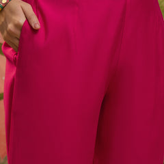 Floral Embroidered Straight Kurta & Trousers & Dupatta Kurta Set