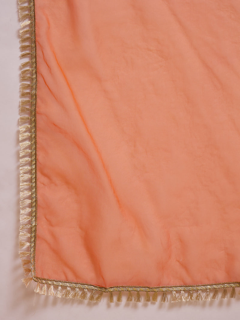 Floral Embroidered Straight Kurta With Trouser & Dupatta Kurta Set