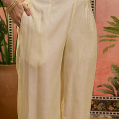 Embroidered & Mirror Work Straight Kurta With Trouser & Bags Kurta Set