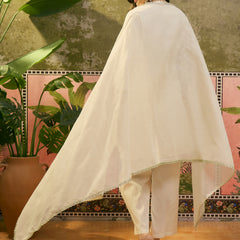 Pure Cotton Embroidered V-Neck Straight Kurta With Trouser & Dupatta  Kurta Set