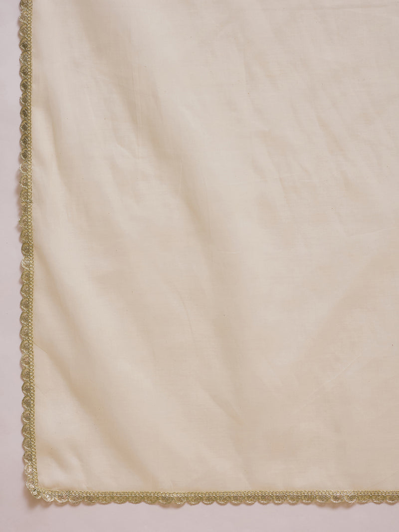 Pure Cotton Embroidered V-Neck Straight Kurta With Trouser & Dupatta  Kurta Set