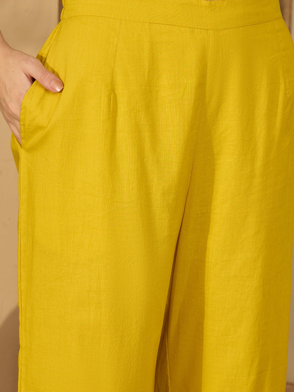 Pure Cotton Floral Embroidered Tunic With Trousers Co-Ords Set