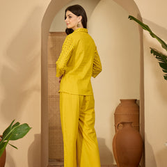 Pure Cotton Floral Embroidered Tunic With Trousers Co-Ords Set