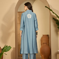 Floral Embroidered Straight Kurta With Palazzo Kurta Set