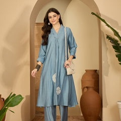 Floral Embroidered Straight Kurta With Palazzo Kurta Set