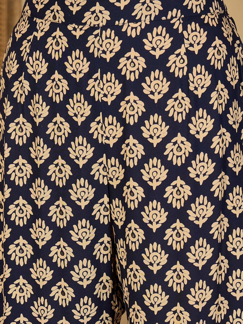 Printed & Embroidered Straight Kurta  With Trousers Kurta Set Set