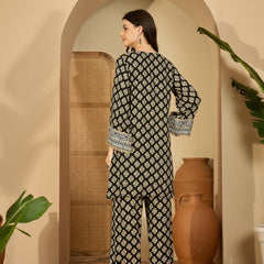 Printed & Embroidered Straight Kurta  With Trousers Kurta Set Set