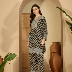 Printed & Embroidered Straight Kurta  With Trousers Kurta Set Set