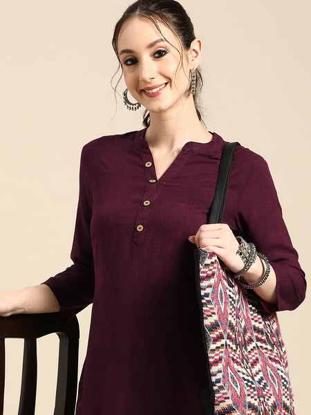 Printed Mandarin Collar Kurti